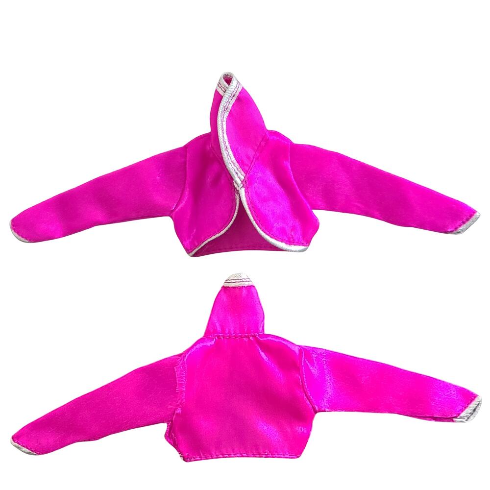 Barbie Size Bright Pink Satin Shrug Silver Trim Doll Clothes